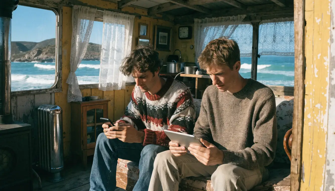 Two people set gambling limits inside caravan