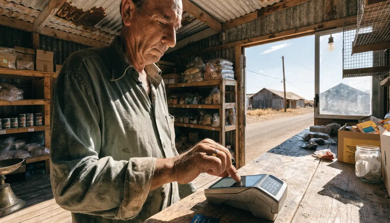 Person taps phone on payment terminal.