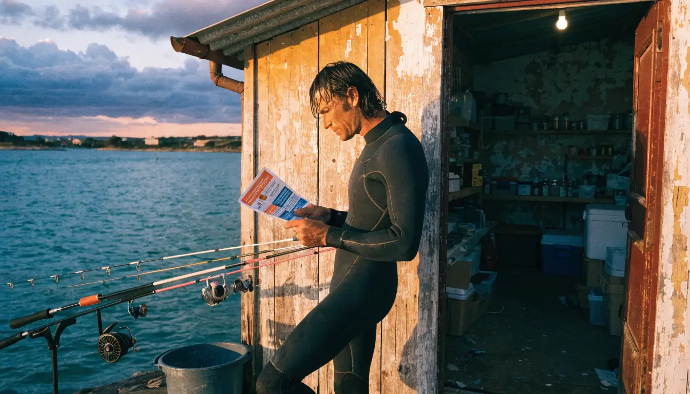 Surfer reading responsible gambling flyer