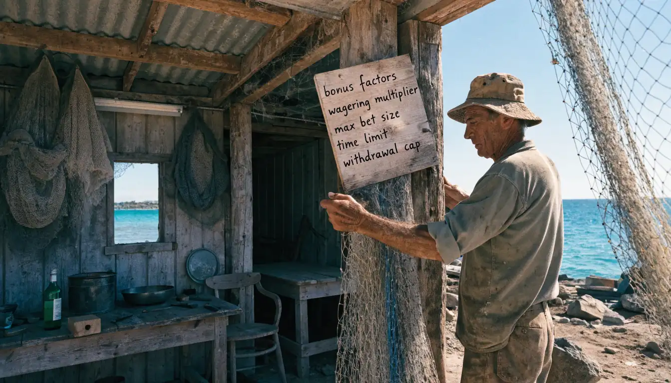 Fisherman checks bonus criteria board