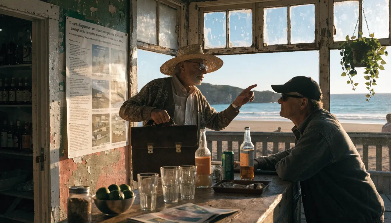 Shopkeeper explaining gambling law in pub