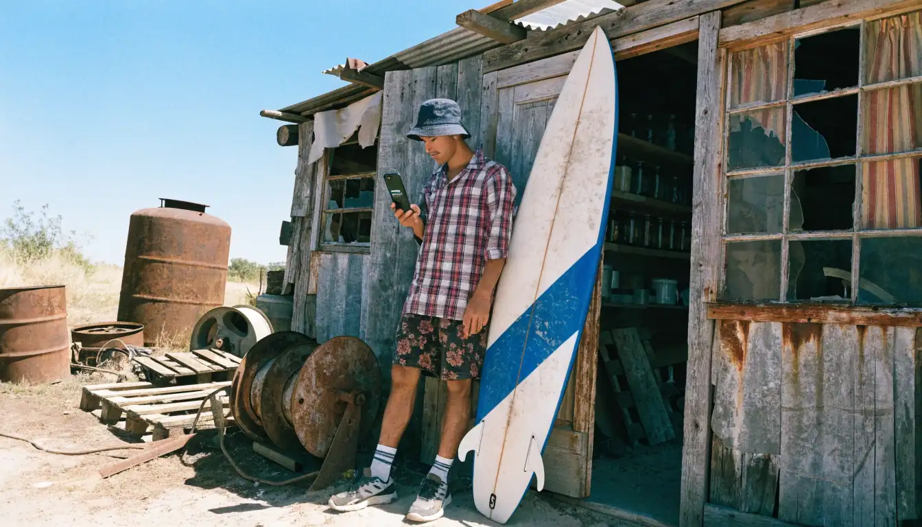 Surfer examining $5 deposit on phone