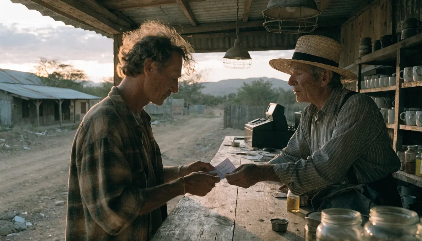 Customer reading wagering terms in roadhouse
