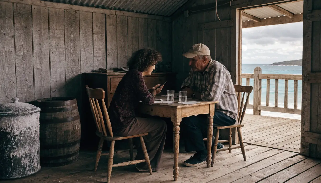 Two coworkers reviewing phone payments