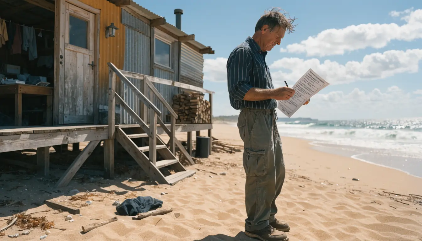 Person reviewing a checklist beside a trailer.